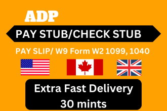 create your adp paystub, check stub, pay stubs, and w2 form