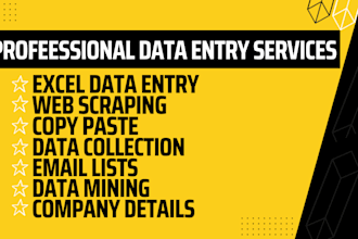 do excel data entry, web scraping, mining, list or find emails address