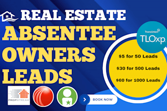 provide real estate absentee owner leads with skip tracing