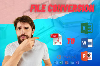 convert PDF to word, excel, png or powerpoint and data entry