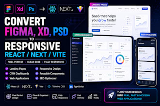 convert figma to react js tailwind css , figma xd psd to responsive next,vite