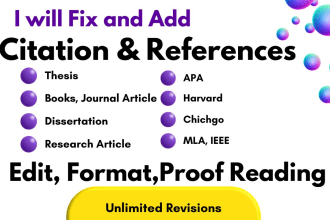 edit, format, proofreading fix citation, references in your thesis, dissertation