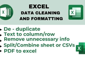 do excel data cleaning, formatting, merge or split CSV files