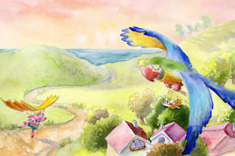 draw children book illustrations in watercolor and ink