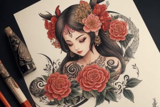 create a traditional  tattoo design