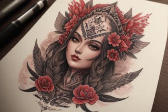 create amazing traditional  tattoo design