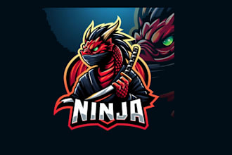 make ninja dragon esport mascot logo design with express delivery