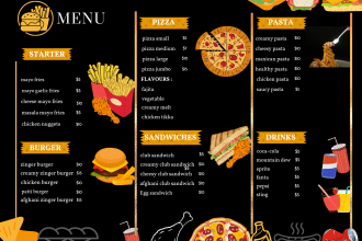 design minimalistic menu cards