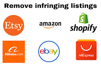 remove copyright infringement and violating trademark etsy,shopify,alibaba,