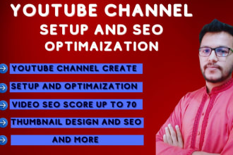do create a youtube channel setup and SEO optimization