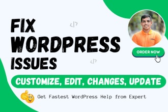 fix wordpress bugs, website changes, edit, update, customize elementor divi help