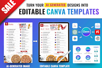 redesign recreate ai generated design menu flyer, poster in editable canva file