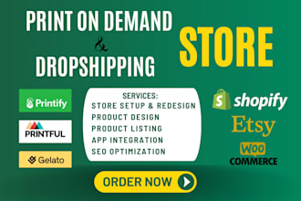 setup shopify print on demand store etsy print on demand store printify printful