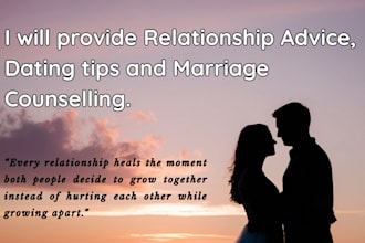 provide relationship advice, dating tips, marriage counselling, love
