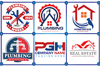 design plumbing, construction, heating, oil gas, air hvac and electrical logo