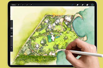 render hand drawn architectural site plan and master plan