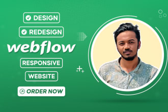 create, develop, design or redesign responsive webflow website or landing page