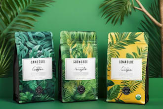 design premium coffee packaging, pouch, bags and labels