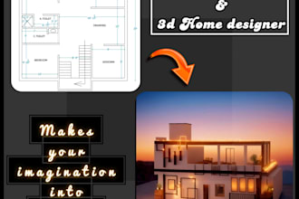 do home layouts designing from scratch in 2d and 3d for you