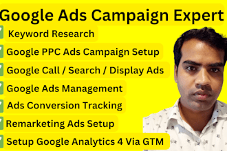setup and manage google ads campaign, ppc search and display ads, adwords expert