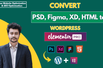 convert figma to wordpress, figma to elementor, psd to elementor pro