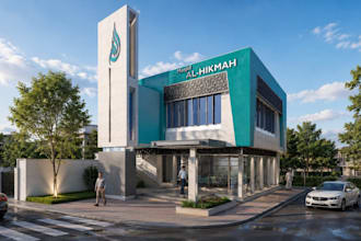 design 3d architectural mosque, prayer room and islamic center