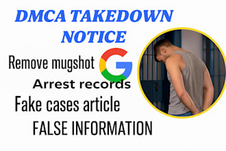 removed mugshot, news articles, cases and negative links from google