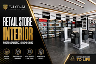 design retail store interior and photorealistic 3d rendering