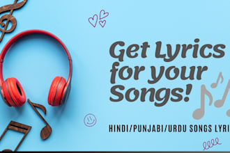 write punjabi, hindi, urdu song lyrics for singers