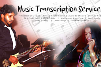 precision music transcription sheet music, chords, vocals, tracks and more