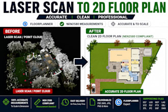do 2d 3d floor plan, nen2580 using floorplanner from point cloud,lgs,e57, sketch