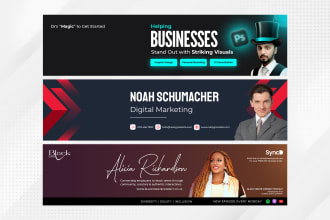 design mobile optimized linkedin banner, youtube banner, and facebook cover