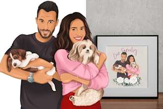 draw a cute portrait illustration with your pet