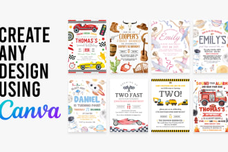 design birthday invite editable, canva templates for etsy