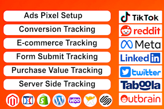 setup meta pixel, reddit pixel, tiktok, outbrain, taboola, twitter, linkedin, x