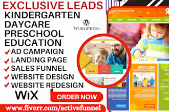 build kindergarten website preschool childcare education daycare landing page