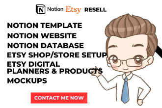 design aesthetic notion template for etsy resell, etsy planner, digital products