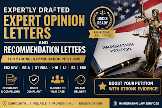 draft immigration expert opinion letter for eb2 niw, eb1a, o1