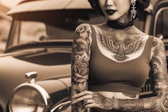draw traditional tattoo design in old school style