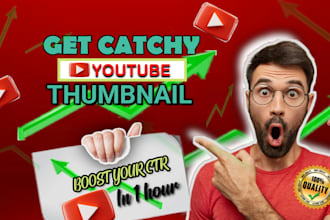 design eye catching clickbait youtube thumbnail in a few hours