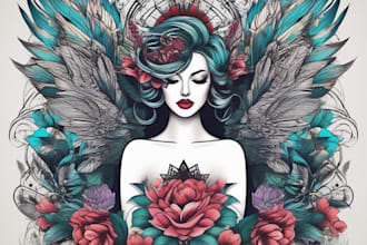 make minimalist custom tattoo design in my art style