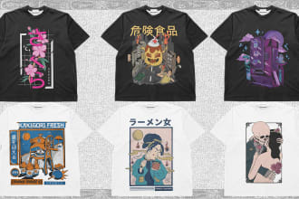 design y2k , anime, japan style illustration for streetwear