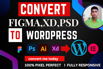 convert figma to wordpress or psd,xd to wordpress using to elementor pro