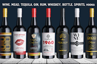 do wine, mead, tequila, liquor, gin, vodka, whiskey, rum, bottle label