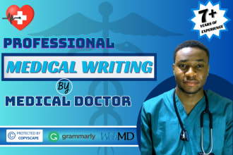 write medical research, health articles and medical blogs as doctor