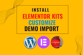 install and demo import, customize elementor kits