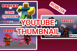 create a custom cartoon roblox youtube thumbnail design