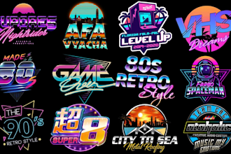 do 80s,90s 60s 70s, retro,synthwave vintage style,neon,and chrome 3d logo theme