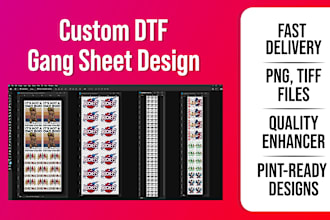 do custom dtf gang sheet design in png