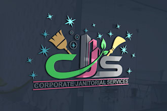 design clean house, janitorial, commercial cleaning, 3d logo